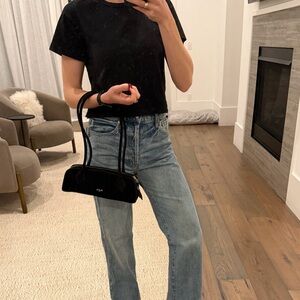 Le Teckel Nubuck Suede Small Black with Gold Hardware brand new!